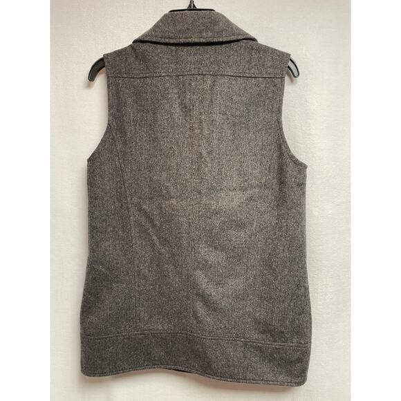 Banana Republic womens Wool blend Vest zipper Small petite gray herringbone - Picture 2 of 7